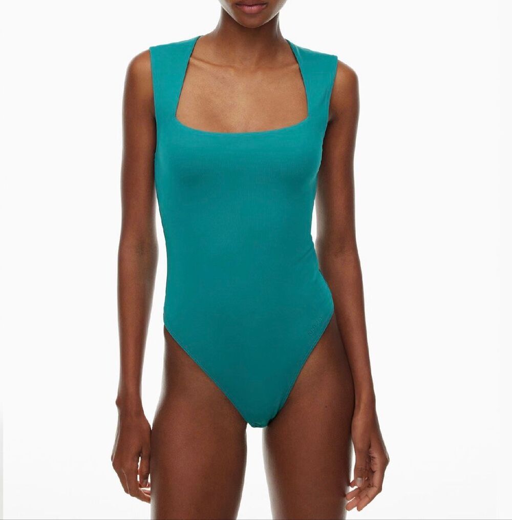 Aritzia Contour Esteem Square Neck Bodysuit teal womens size XS NEW